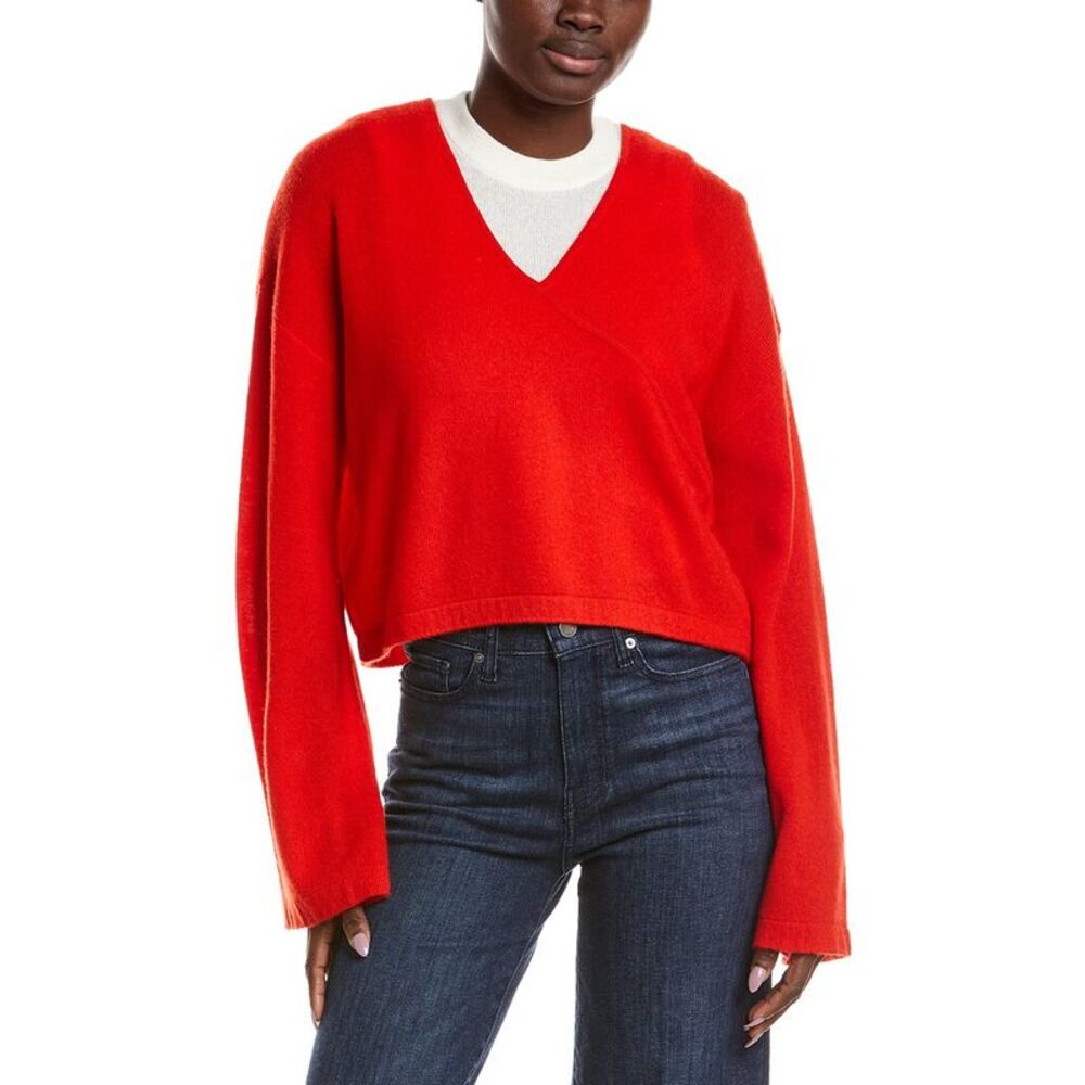 Naadam Womens  Coastal Wool & Cashmere-Blend Layered Sweater, Red